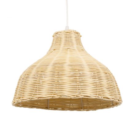 GloboStar® MAYOTTE 00722 Vintage Κρεμαστό Φωτιστικό Οροφής Μονόφωτο Μπεζ Ξύλινο Bamboo Φ35 x Y27cm
