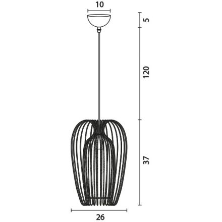 Eurolamp Κρεμαστό Μονόφωτο Φωτιστικό Ε27 Φ245X245 Μαύρο Arte Illumina