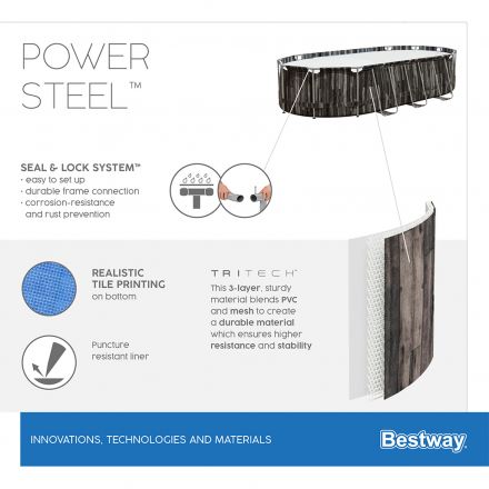 Bestway Power Steel Oval Set Πισίνα PVC με Μεταλλικό Σκελετό 610x366x122εκ.