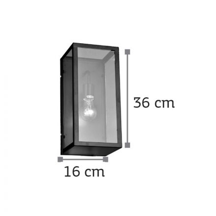 InLight Επιτοίχιο φωτιστικό από μαύρο μέταλλο και διάφανο γυαλί (43357)