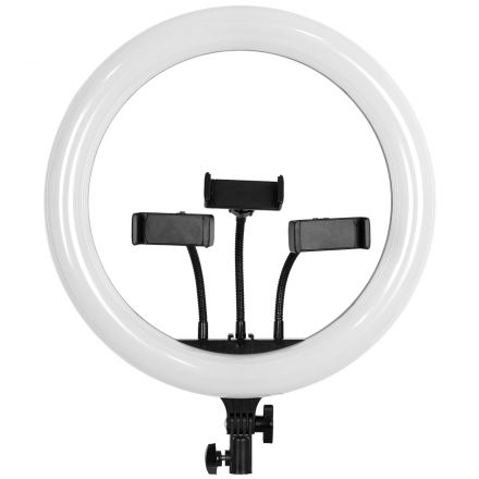 GloboStar® 75803 Professional Digital Ring Light Φ36cm LED SMD 50W 5000lm 180° DC 5V με Καλώδιο Τροφοδοσίας USB - Ενσωματωμένο και Ασύρματο Χειριστήριο RF 2.4Ghz Εναλλαγής Χρωμάτων & 3 Βάσεις Τηλεφώνου - Πολύχρωμο RGBW+WW Dimmable