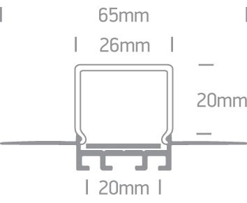 One Light Trimless Προφίλ Αλουμινίου Με PC Οπάλ Κάλυμμα 2m 7904ATR