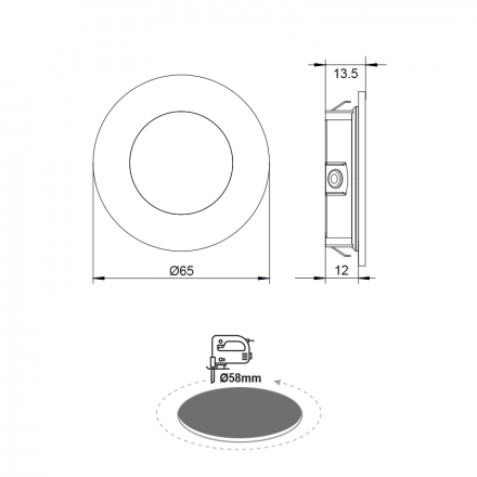 ACA Στρογγυλό Χωνευτό Spot LED 2W 3000K 155Lm 230V AC 100° Ra80 Nickel Mat