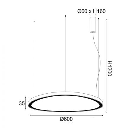 ACA Κρεμαστό Φωτιστικό LED 44W CCT 4670Lm Harmony Χρυσό Αλουμίνιο D60XH120CM