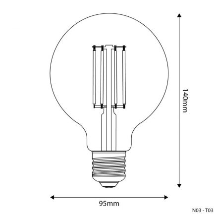 Creative Cables Λάμπα Διαφανής LED Γλόμπος G95 7W 806Lm E27 2700K Dimmable
