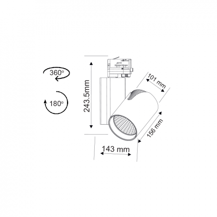 ACA LED Spot Ράγας 35W 3000K 4-Wires 24° 2500Lm 230V Γκρι