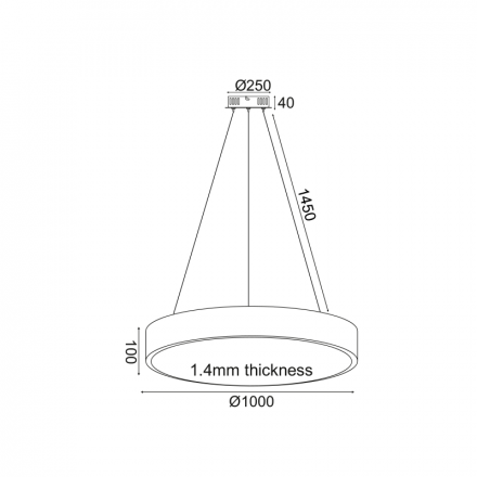 ACA Κρεμαστό Φωτιστικό LED 100W CCT 9500Lm OPTIMUS Μέταλλο Μαύρο D100XH120CM