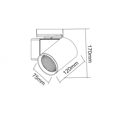 ACA LED Spot Ράγας 20W 3000K 1-Phase 34° 2000Lm 230V AC Γκρι