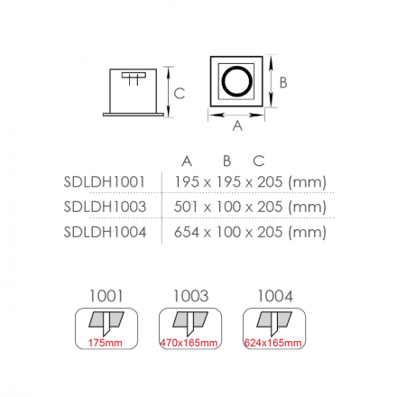 ACA Κουτί Σποτ Κενό SDL 1 Θέσεως 195x195x202